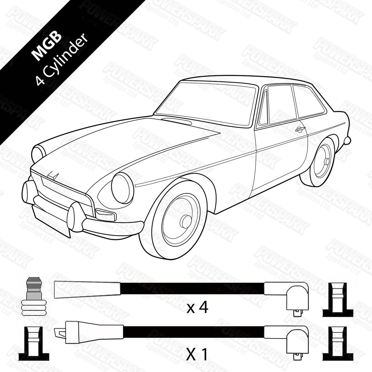MGB 1800cc HT Leads 8mm Double Silicone by Powerspark