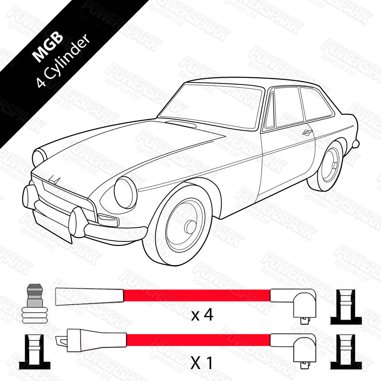 MGB 1800cc HT Leads 8mm Double Silicone by Powerspark