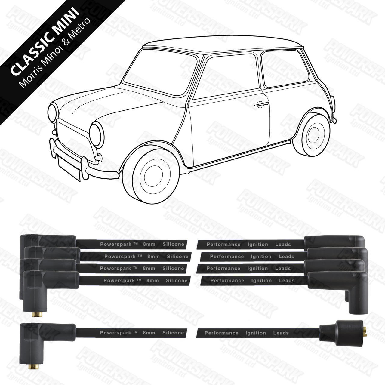 Powerspark Classic Mini, Metro and Minor HT Leads 8mm Double Silicone