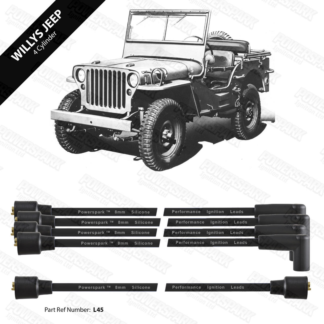 Powerspark Willys Jeep HT Leads 8mm Double Silicone