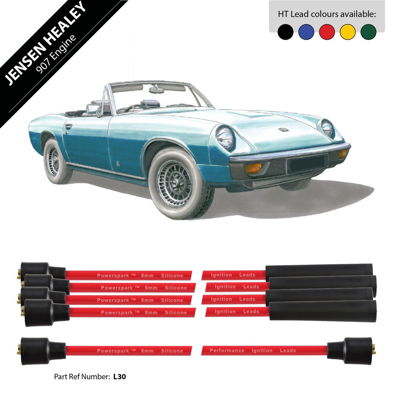 Powerspark Jensen Healey 907 Engine HT Leads 8mm Double Silicone