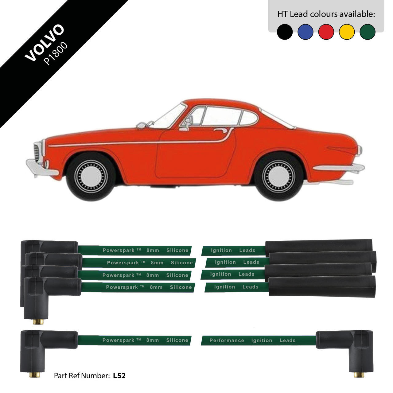 Powerspark Volvo P1800 HT Leads 8mm Double Silicone