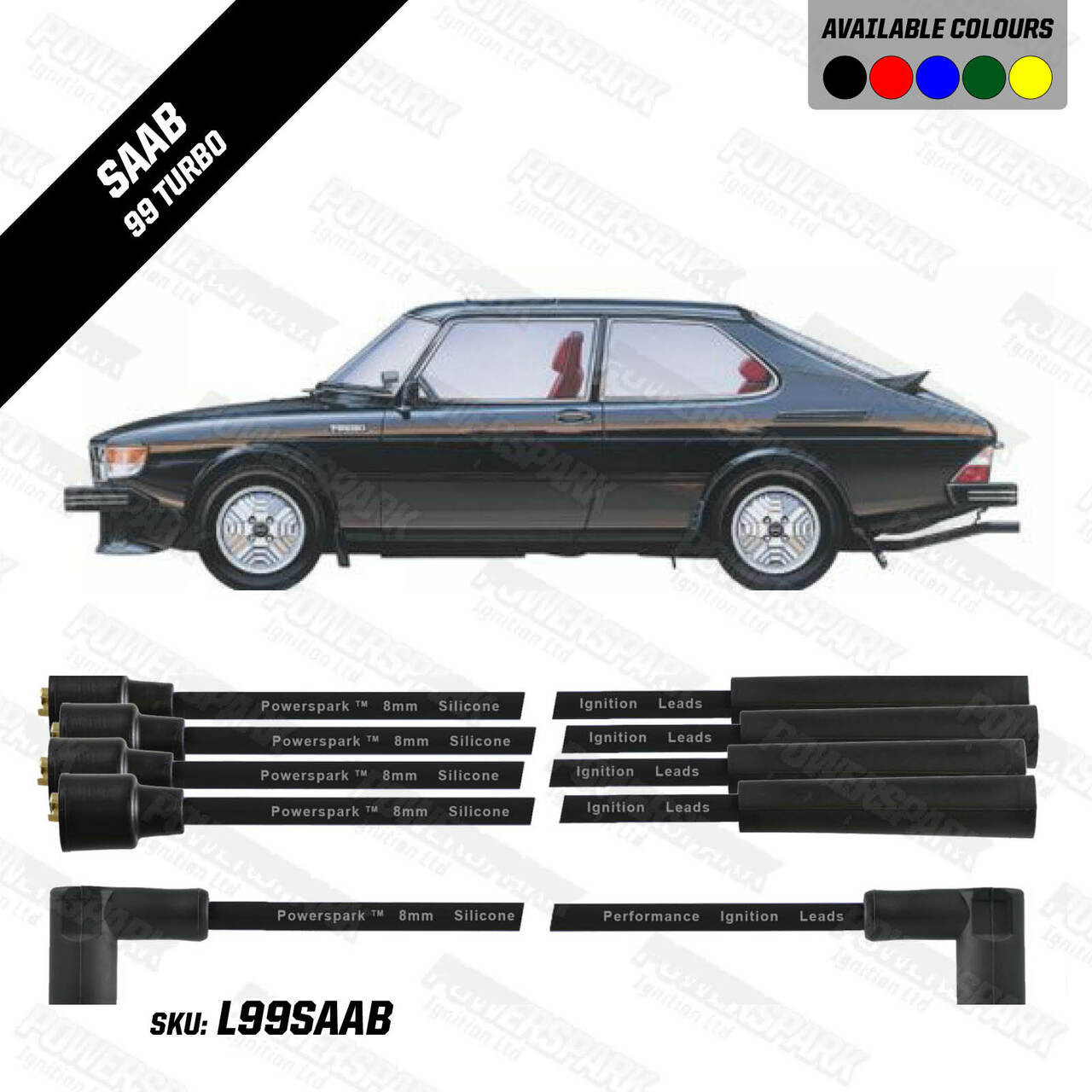 Powerspark Saab 99 Turbo HT Leads 8mm Double Silicone