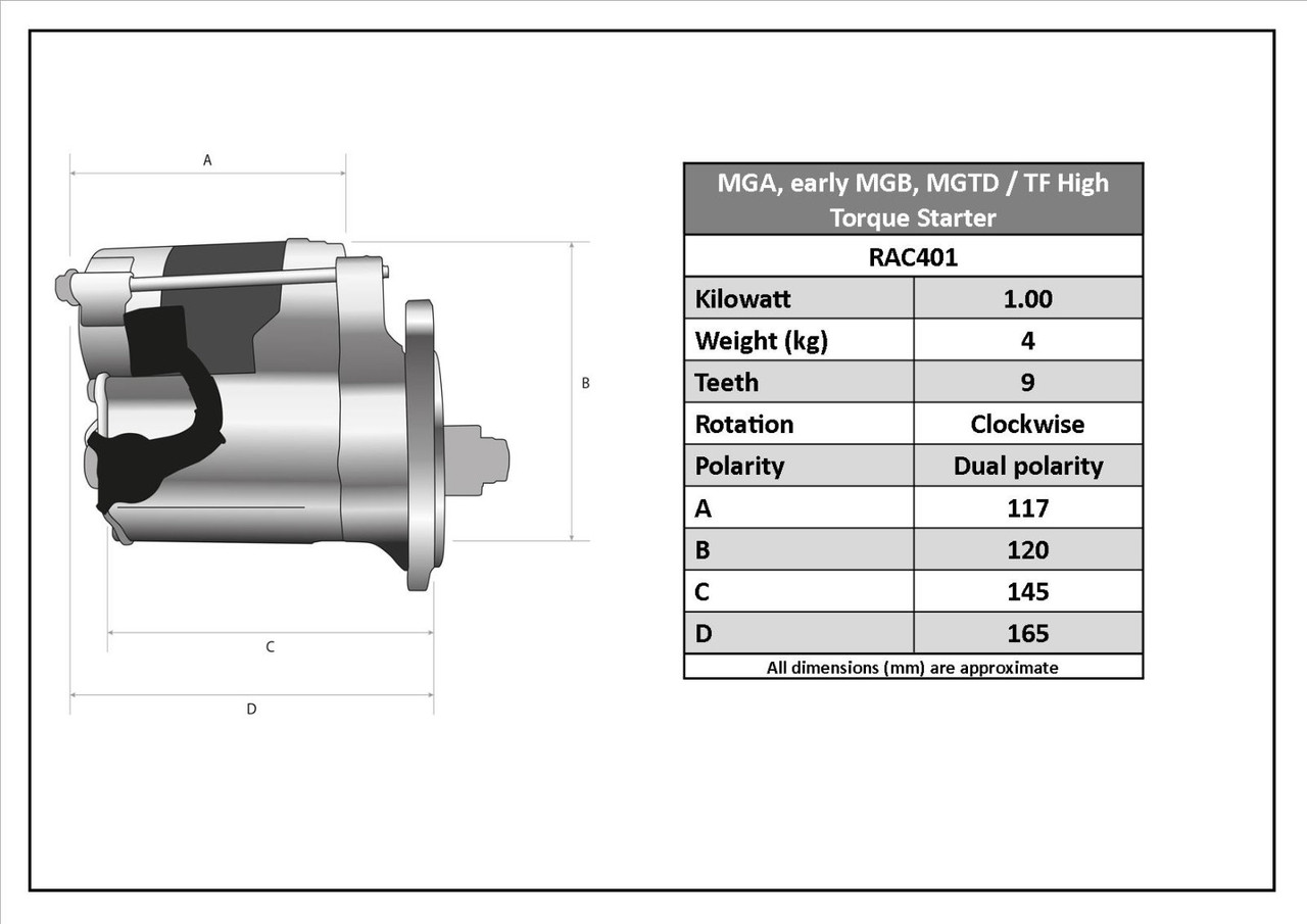 Powerlite High Torque Starter Motor MG and Triumph RAC401