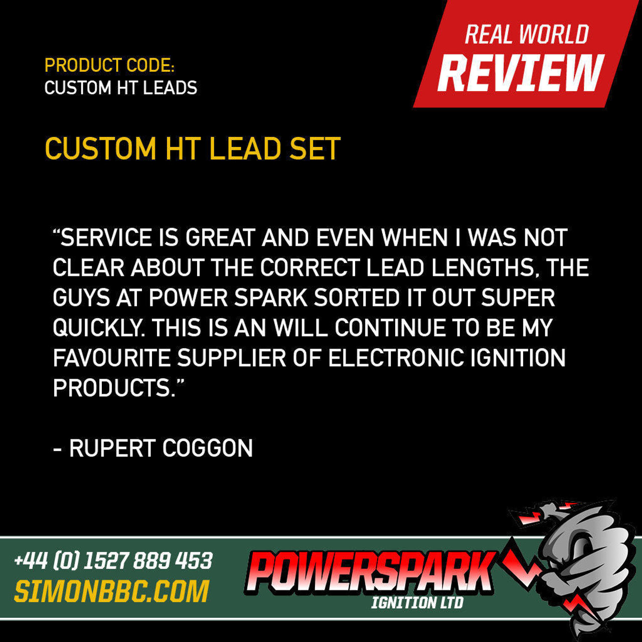 Powerspark Custom 6 cylinder HT Lead Lead Set - 10mm with Push on terminals