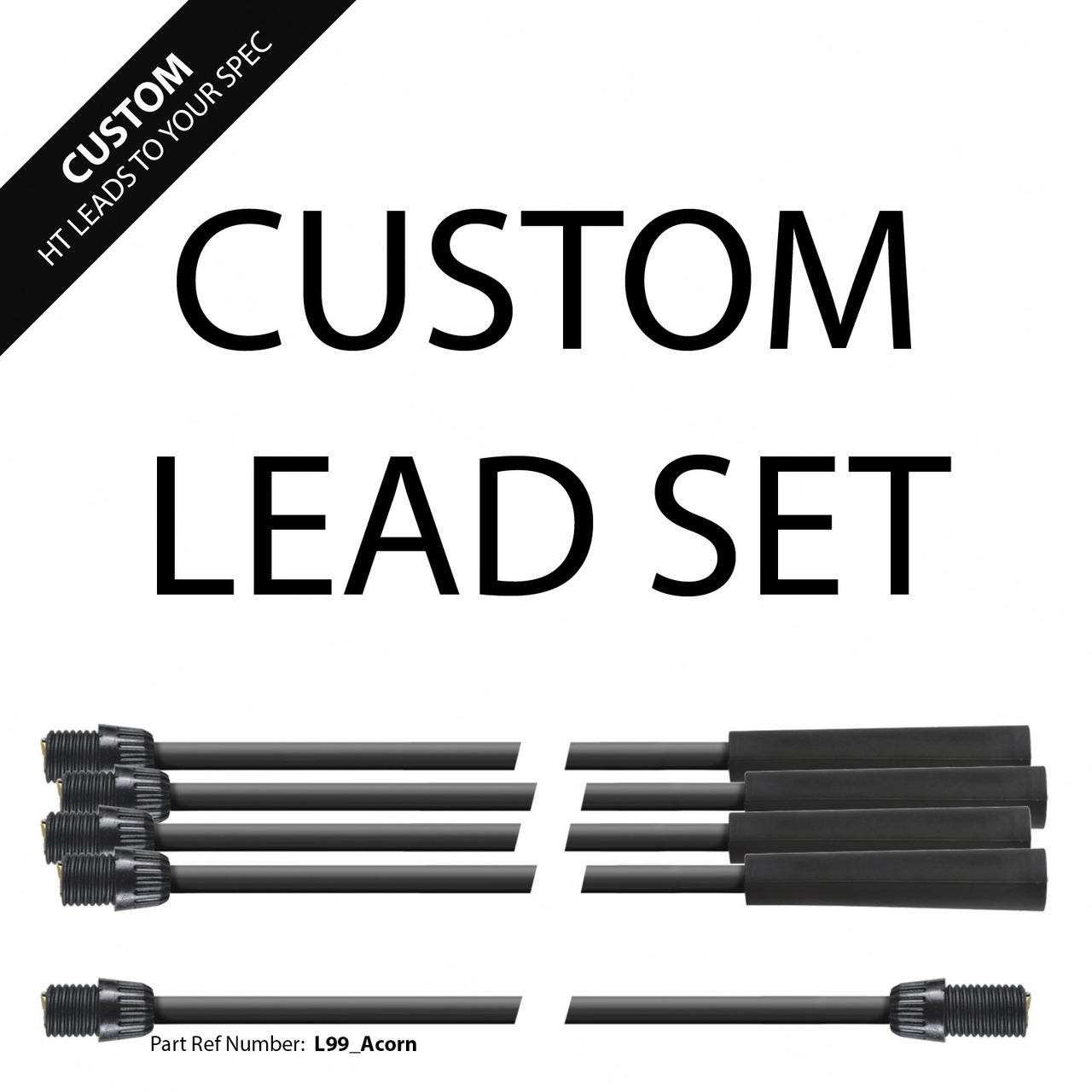 Powerspark Custom HT Lead Set 7mm Black with Acorn Terminals 6 cylinder