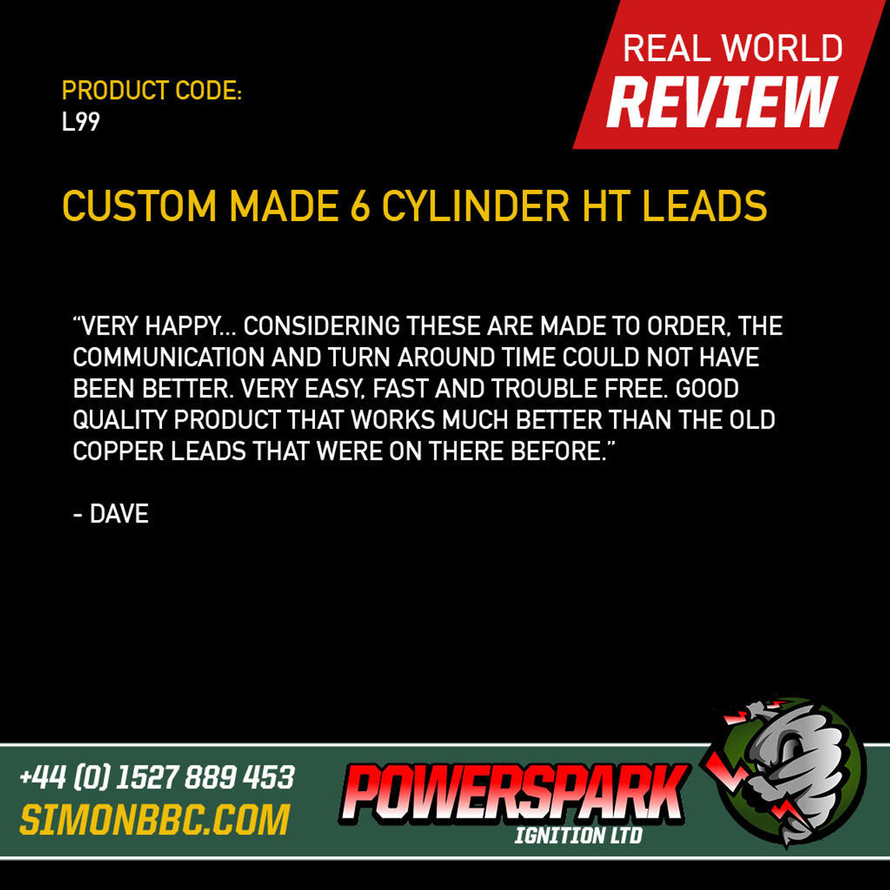 Powerspark Custom HT Lead Lead Set - 7mm Black with Acorn Terminals
