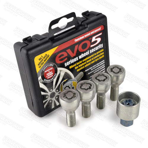 Set Of 4 Evo MK5 M12x1.50 Silver Locking Nuts For Alloy Wheels 770/5 