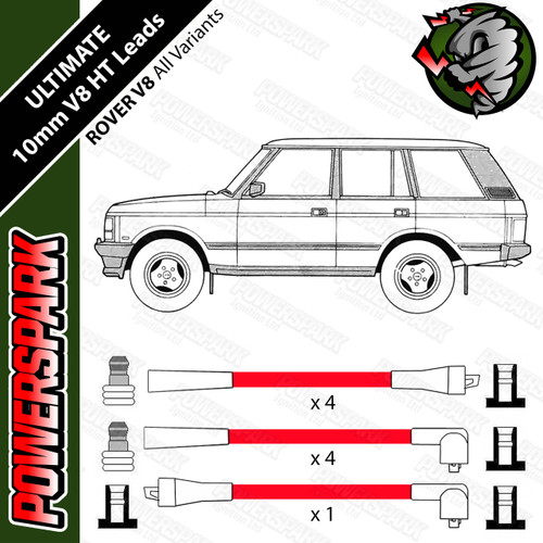 Powerspark Range Rover V8 Powercor 10mm Performance Double Silicone Race Spec HT Leads