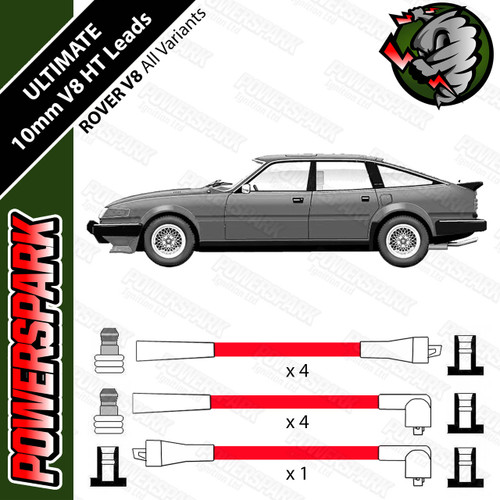 Powerspark Rover SD1 V8 Powercor 10mm Performance Double Silicone Race Spec HT Leads