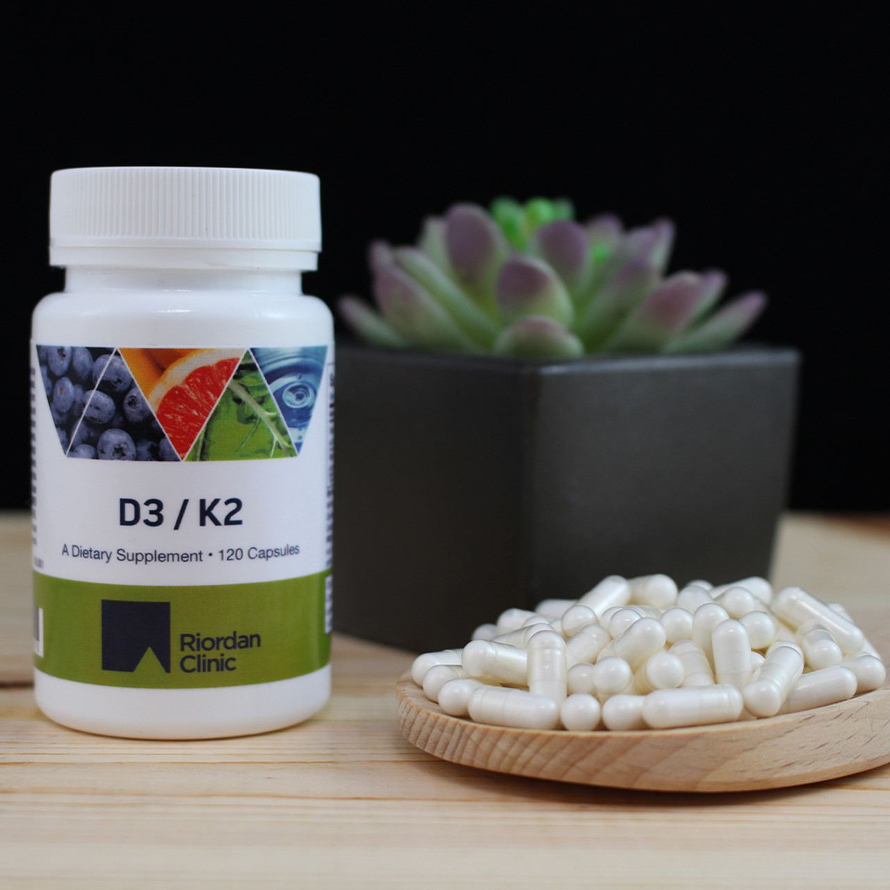 Vitamin D3/K2 (10,000 IU/100mcg), 120 Capsules Riordan Clinic