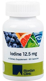 Iodine 12.5 mg, 90 Capsules Riordan Clinic Nutrient Store