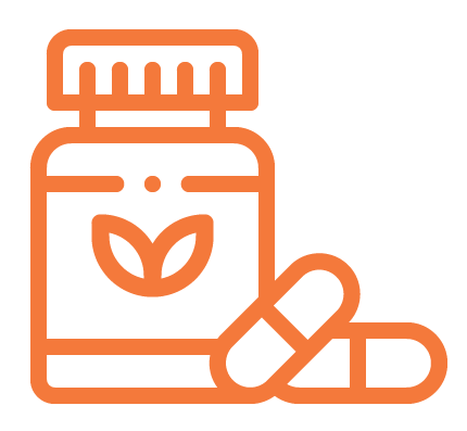 Icon of nutrient supplement bottle with capsule pills