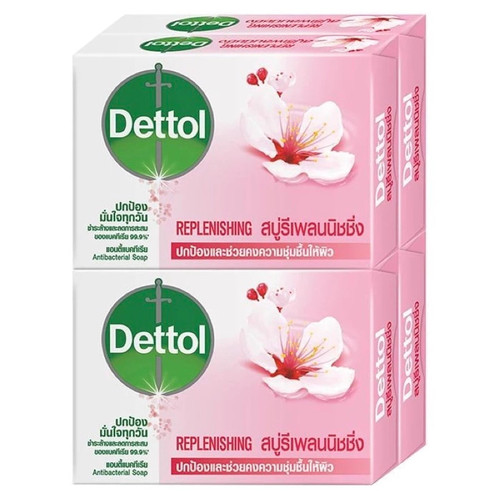 Dettol Hand and Body Bar Soap Replenishing 60g Pack of 4 Bars