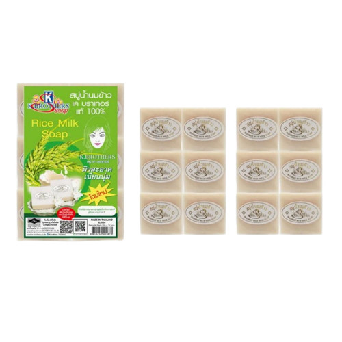 K.Brothers Pure Milky Jasmine Rice Soap Bar Thai Herbal 60g Pack of 12 Pcs