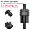 Black Inline EFI Fuel Systems Filter Adapter 3/8" Barb With 30 Micron Filter Element