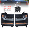 2016-2019 Chevy Silverado 1500 Left+Right LED Headlight 84357694 84893095 Gloss Black Generic