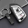 Leather Silicone Car Key Case Cover With Buckle For BMW