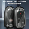 Aluminum Alloy TPU BLK Car Key Case Cover With Buckle For Cadillac