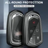 Aluminum Alloy TPU Silver Car Key Case Cover With Buckle For Cadillac