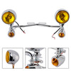 Motorcycle Beam Fog Lamp Custom Chrome W/ Bracket Fits For Racer Bobber Chopper