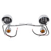 Motorcycle Beam Fog Lamp Custom Chrome W/ Bracket Led For Racer Bobber Chopper