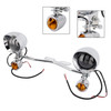 Motorcycle Beam Fog Lamp Custom Chrome W/ Bracket Led For Racer Bobber Chopper