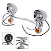 Motorcycle Beam Fog Lamp Custom Chrome W/ Bracket Fits For Racer Bobber Chopper