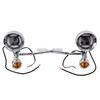 Motorcycle Beam Fog Lamp Custom Chrome W/ Bracket Fits For Racer Bobber Chopper