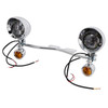 Motorcycle Beam Fog Lamp Custom Chrome W/ Bracket Fits For Racer Bobber Chopper