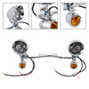 Motorcycle Beam Fog Lamp Custom Chrome W/ Bracket Fits For Racer Bobber Chopper