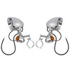 Motorcycle Beam Fog Lamp Custom Chrome W/ Bracket Fits For Racer Bobber Chopper
