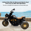 3 Wheel Kids Ride On Motorcycle Electric Dual Drive Toy Car With LED Light Black