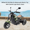 3Wheel 6V Kid Ride On Motorcycle Electric Toy With Colorful Light Music Green