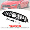 Black Front Bumper Grille Grill Fit Mercedes CLA-Class W118 C118 2024-2025