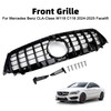 Black Front Bumper Grille Grill Fit Mercedes CLA-Class W118 C118 2024-2025