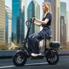 500W Adult Shock Absorption Electric Scooter with Seat 14" Commuter Electric Scooter With Carry Basket - Up to 30 Miles 20MPH