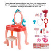 Toddler Makeup Table with Mirror and Chair Kids Vanity Set with Blowdryer for 3+