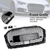 RS3 Style Honeycomb Front Grille Grill Fit Audi A3 S3 2017-2019 W/ACC Black