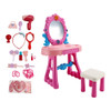 Toddler Makeup Table with Mirror and Chair Kids Vanity Set with Blowdryer for 3+