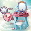 Toddler Makeup Table with Mirror and Chair Kids Vanity Set with Blowdryer for 3+