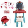 Toddler Makeup Table with Mirror and Chair Kids Vanity Set with Blowdryer for 3+