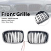 Gloss Black Front Kidney Grill Grille Fit BMW 5 Series E39 1998-2003 W/LED