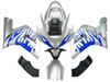 Amotopart Fairings Kawasaki ZX6R 636 Silver & Blue Flame Ninja Racing  (2003-2004)