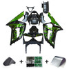 Amotopart Fairings Kawasaki ZX6R 636 Black & Green Flame Ninja Racing  (2003-2004)