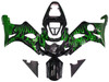 Amotopart Fairings Suzuki GSXR 1000 Black & Green Flame Racing  (2000-2002)