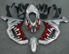 Amotopart Fairings Kawasaki ZX6R ZX636 Silver & Red Flame ZX6R Racing  (2007-2008)