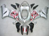 Amotopart Fairings Kawasaki ZX6R 636 Silver & Red Flame Ninja  Racing  (2005-2006)