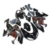 Amotopart Fairings Kawasaki ZX 10R Black Red Flame Racing (2006-2007)
