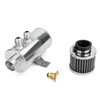 Aluminium Baffled Engine Oil Catch Can 2x AN10 Twin Port Breather Filter Silver